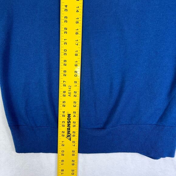 Banana Republic Sweater Mens M Blue Luxury Blend Silk Cotton Cashmere V-neck - Picture 5 of 12